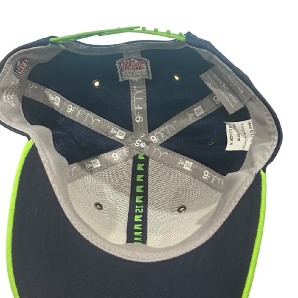 New Era 9Fifty Seattle Seahawks YOUTH Hat Neon Green Honeycomb Brim SnapBack Cap - Picture 4 of 7